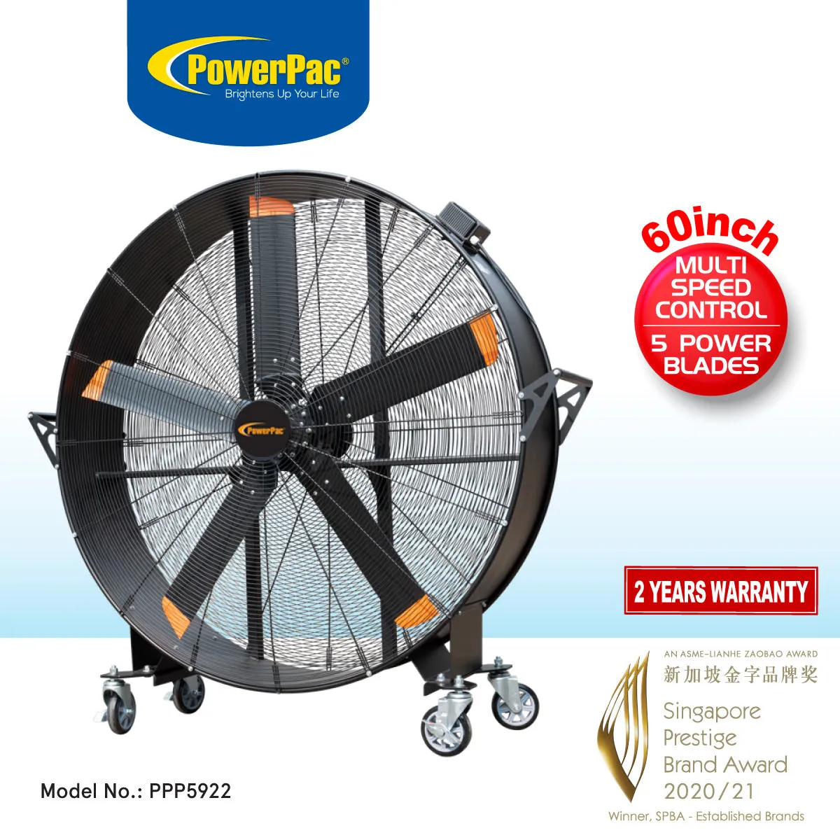 Big Ass Fan, Big fan with Multi Speed, Industrial Fan, Power Fan Air Circulator Fan 60" (PPP5922)