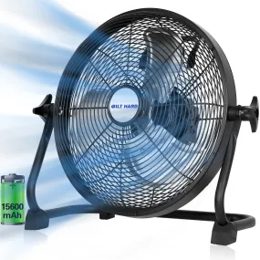 BILT HARD 12" Rechargeable Outdoor Floor Fan - High Velocity, Portable, All-Day Run