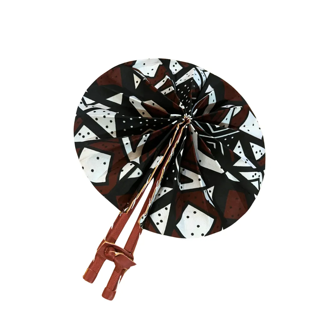 Black and Brown Tribal Bogolan Fan