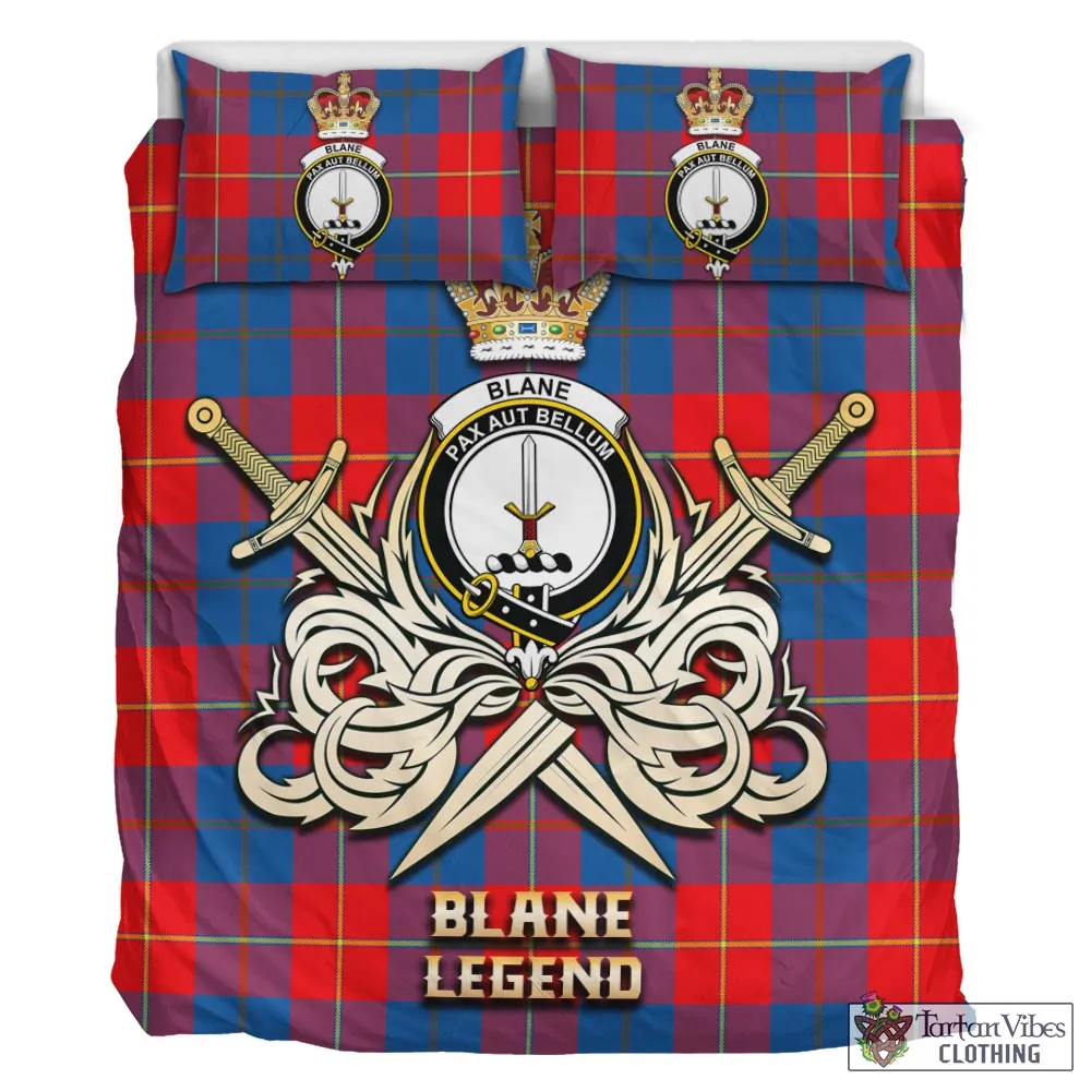 Blane Tartan Bedding Set with Clan Crest and the Golden Sword of Courageous Legacy