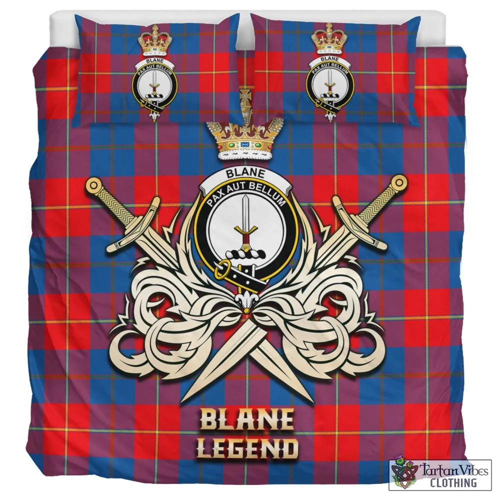 Blane Tartan Bedding Set with Clan Crest and the Golden Sword of Courageous Legacy