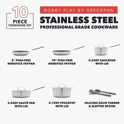 Bobby Flay 10pc Stainless Steel Cookware Set