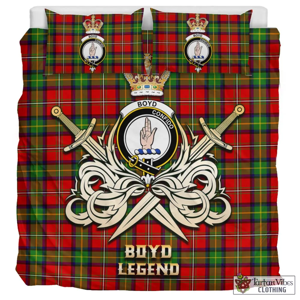 Boyd Tartan Bedding Set with Clan Crest and the Golden Sword of Courageous Legacy