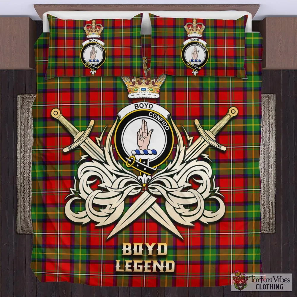 Boyd Tartan Bedding Set with Clan Crest and the Golden Sword of Courageous Legacy