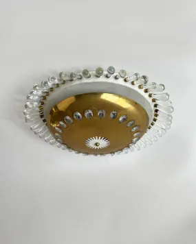 Brass Dome Palwa Flush Mount with Crystal Teardrops