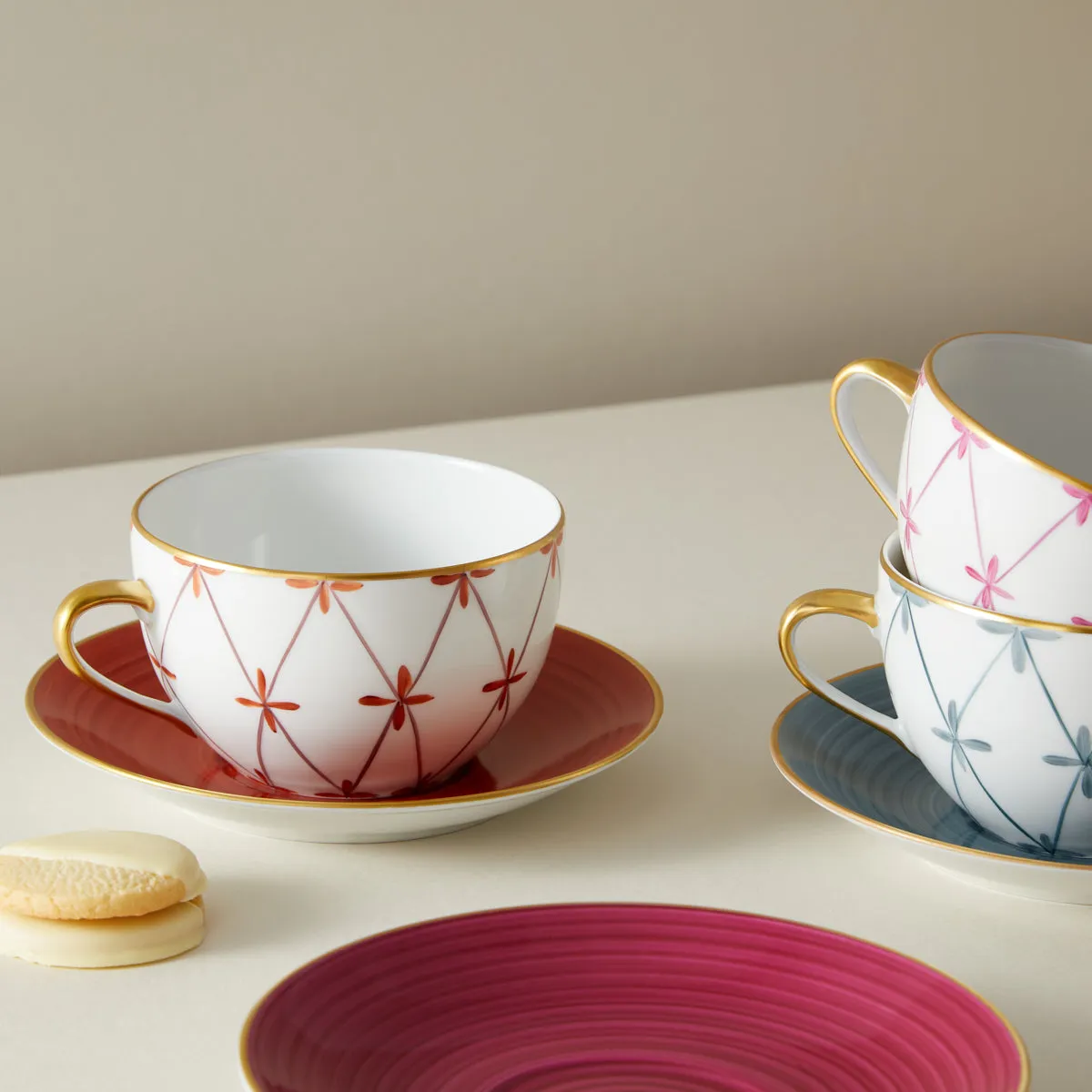 Breakfast Cup and Saucer Floral Blue