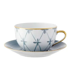 Breakfast Cup and Saucer Floral Blue