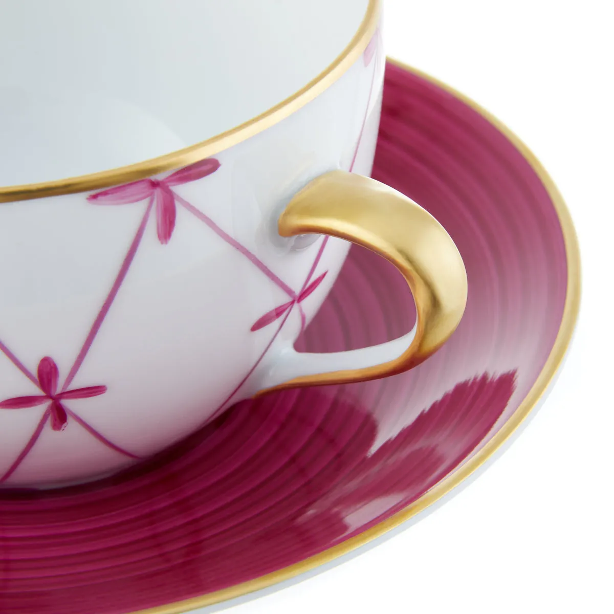 Breakfast Cup and Saucer Floral Fuschia