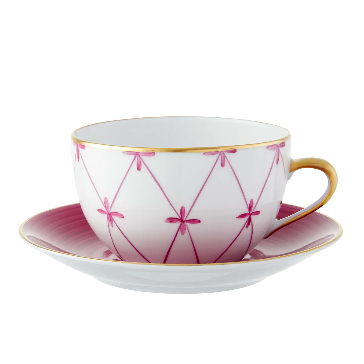 Breakfast Cup and Saucer Floral Fuschia