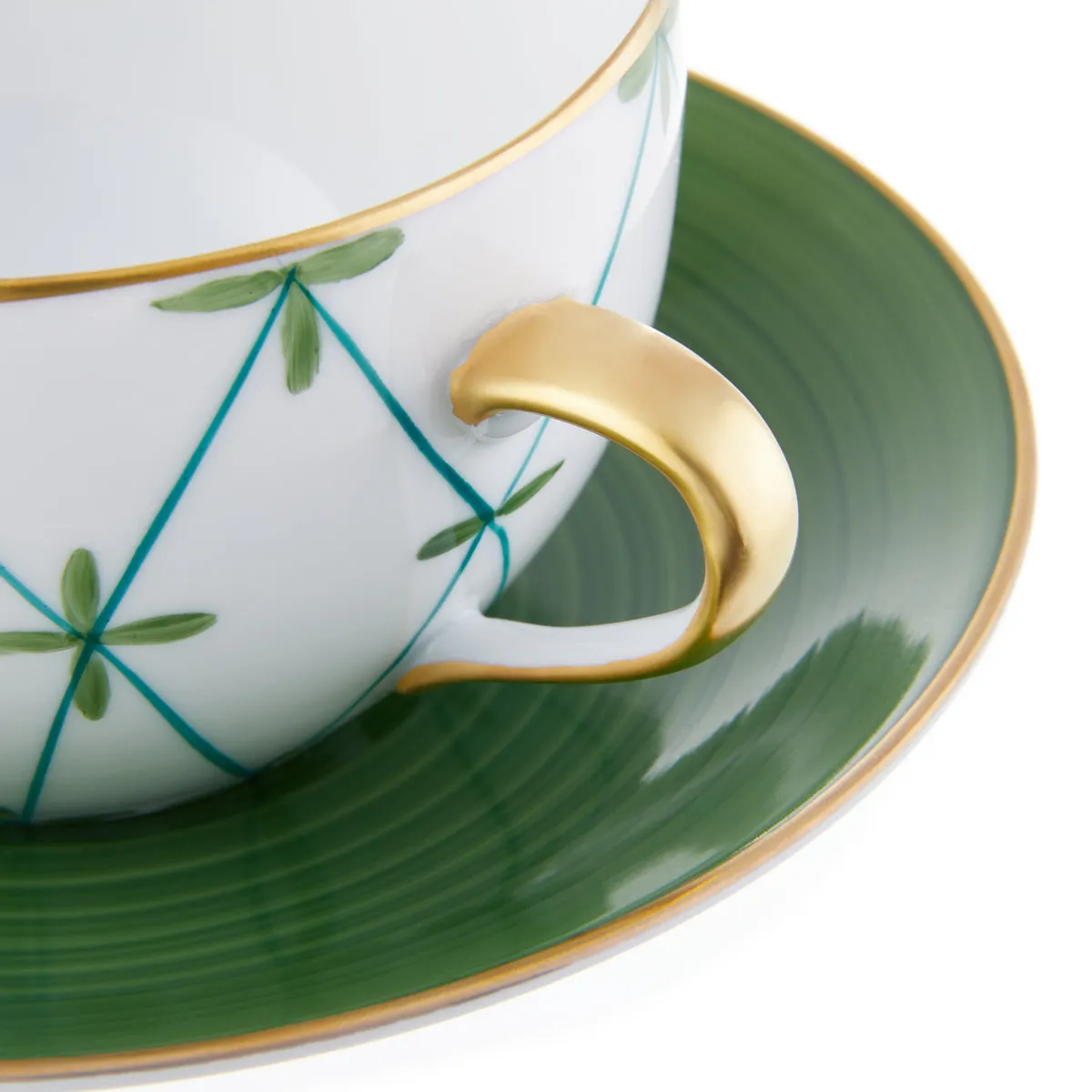 Breakfast Cup and Saucer Floral Green