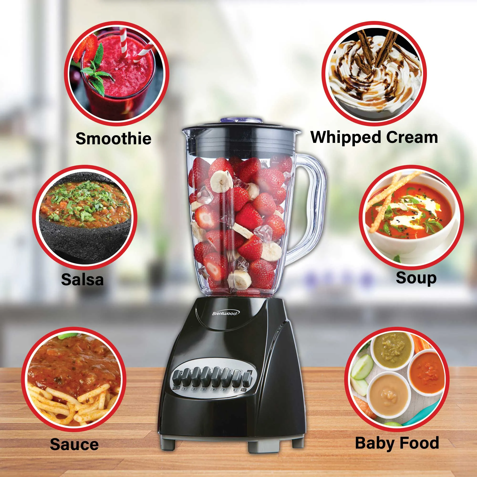 Brentwood JB-220B 12-Speed   Pulse Blender, Black