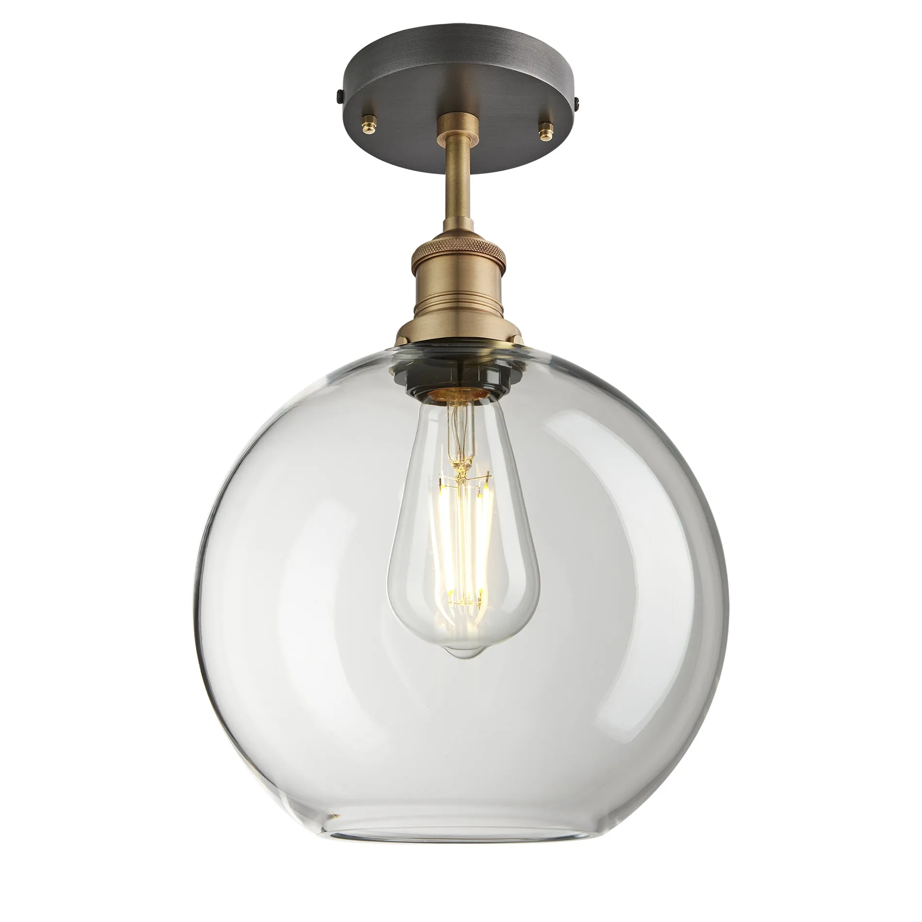 Brooklyn Glass Globe Flush Mount - 9 Inch - Clear