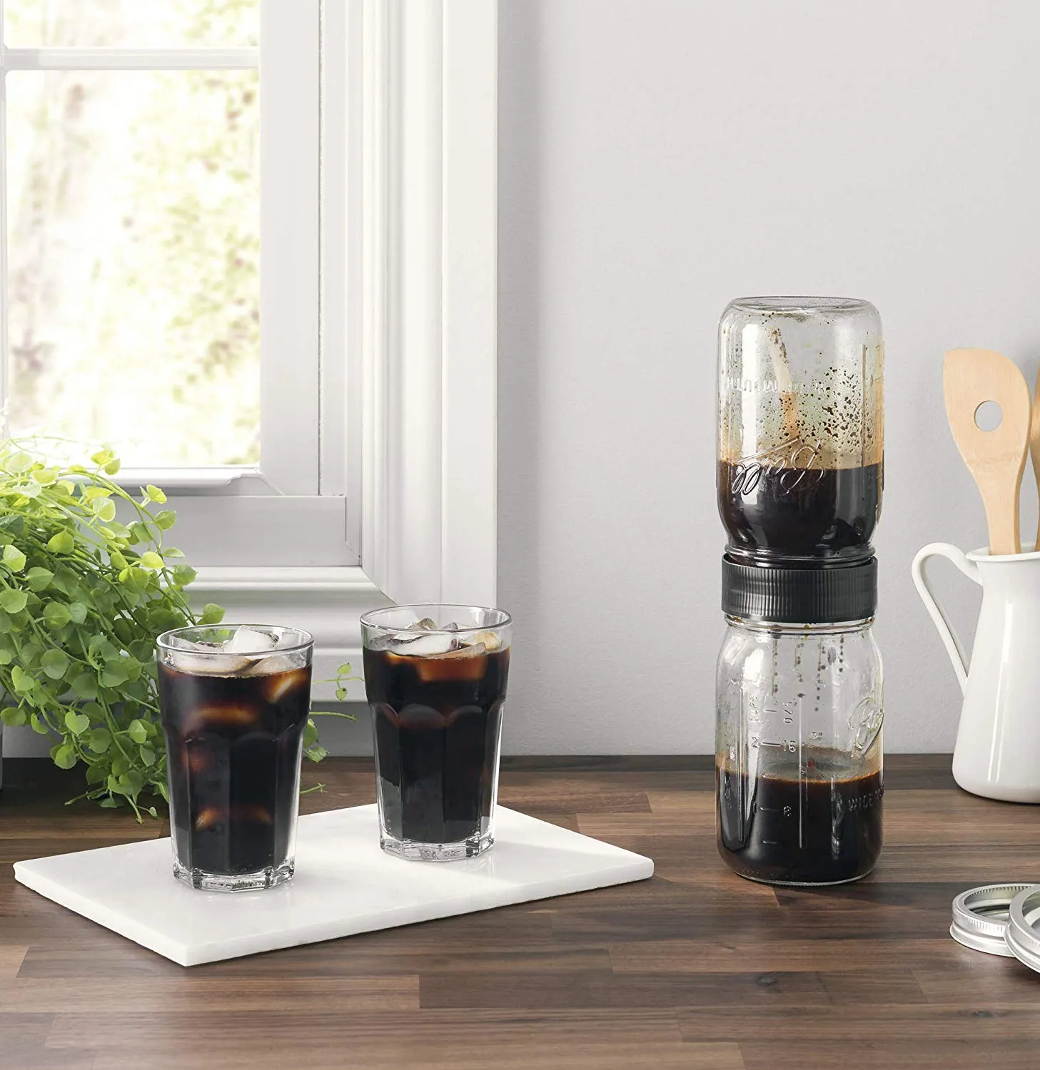 BRUW Cold Brew Iced Coffee Maker for Wide Mouth Mason Jars