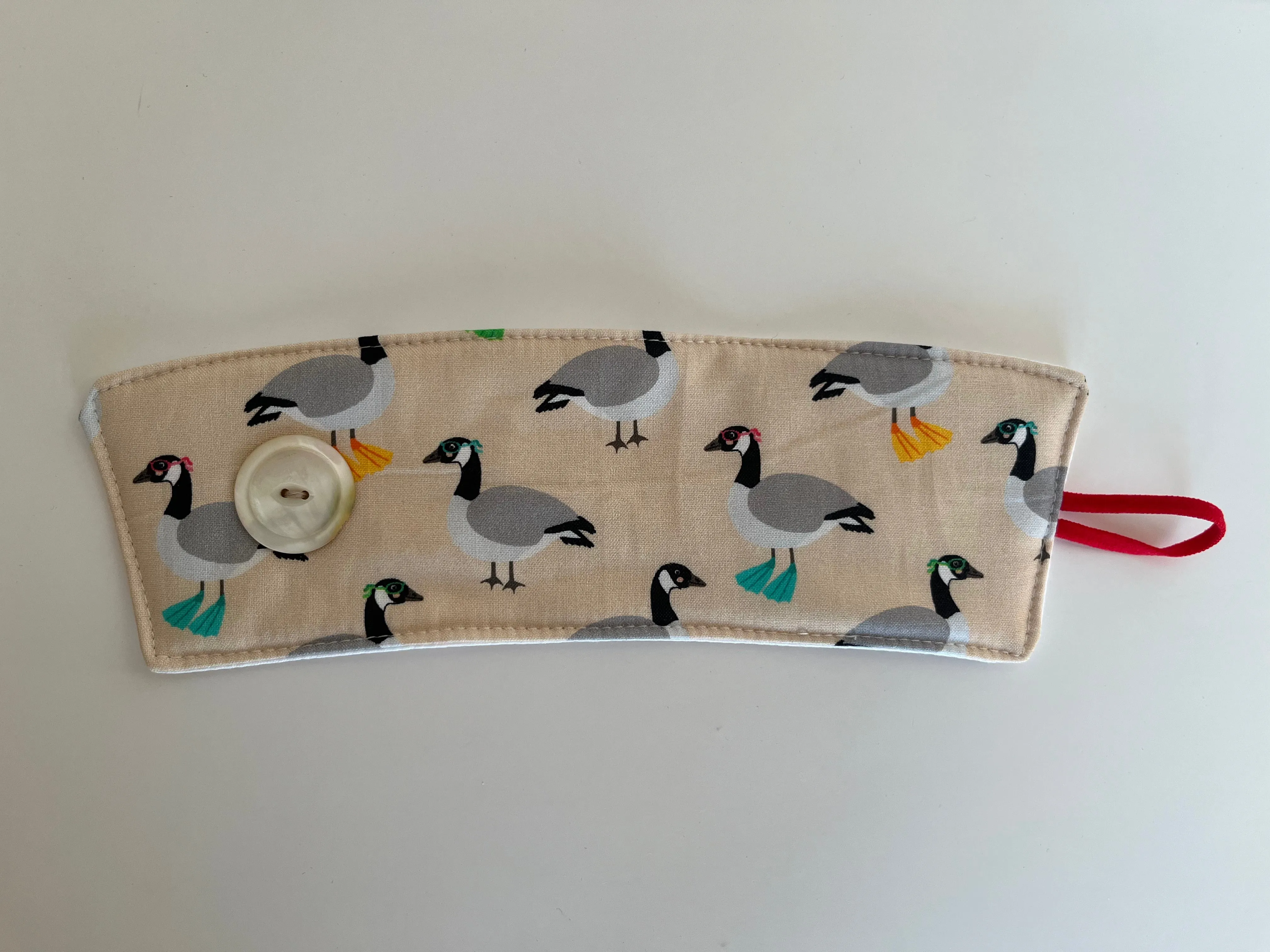 Canada Geese Themed Coffee Cup Cozy, fabric coffee sleeve