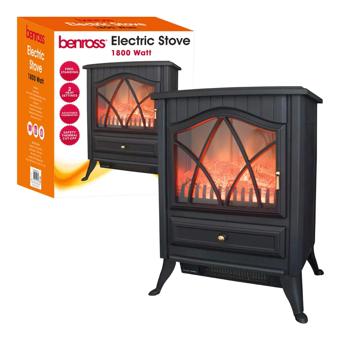 Cast Iron Effect Electric Stove ~ 1800w ~ Black