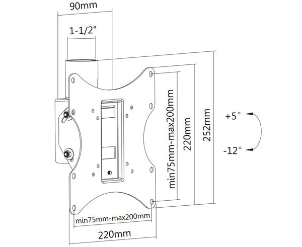 Ceiling Mount for LED, LCD, and Plasma TVs 23" to 42" with Tilt