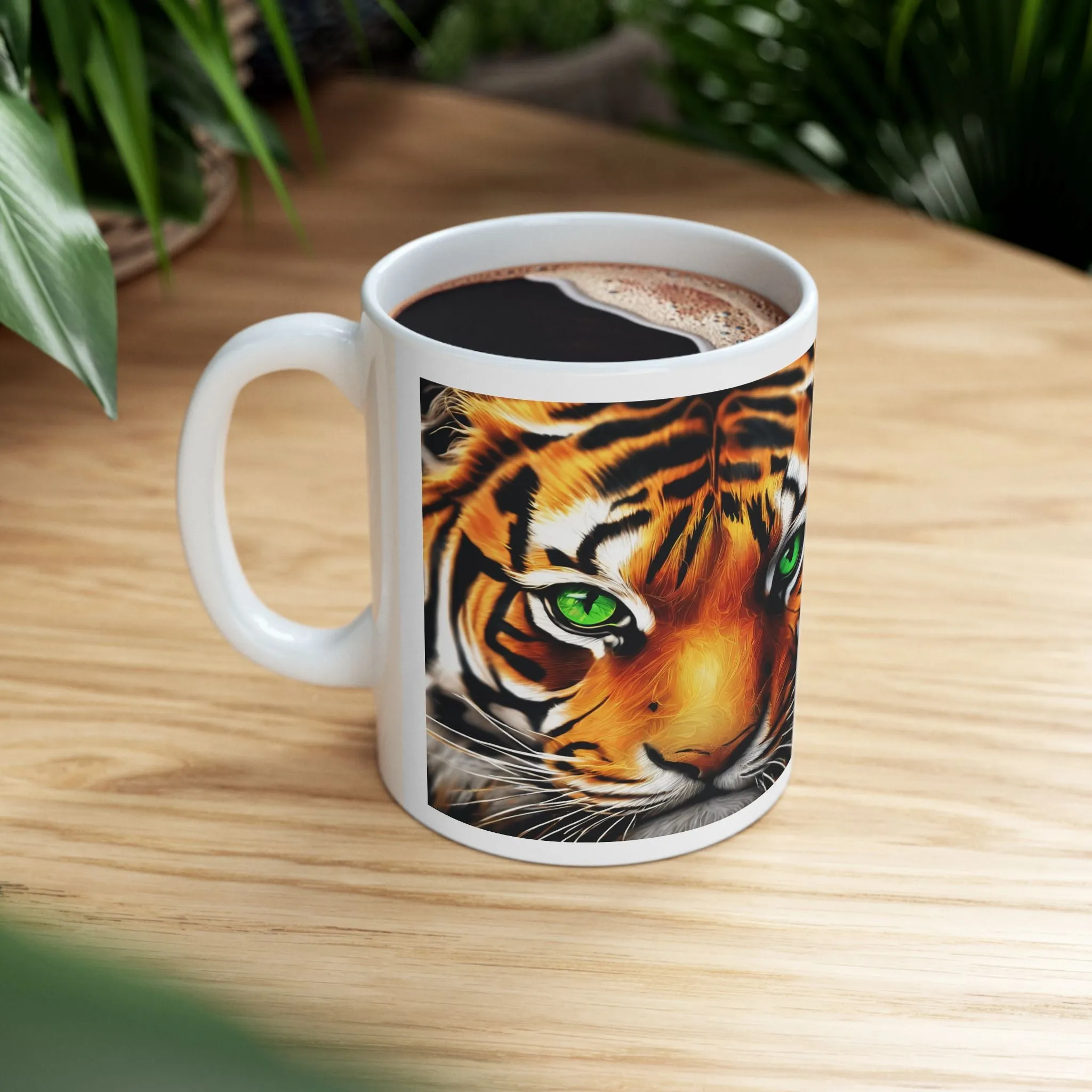 Ceramic Mug, (11oz, 15oz) Tiger Mug Side