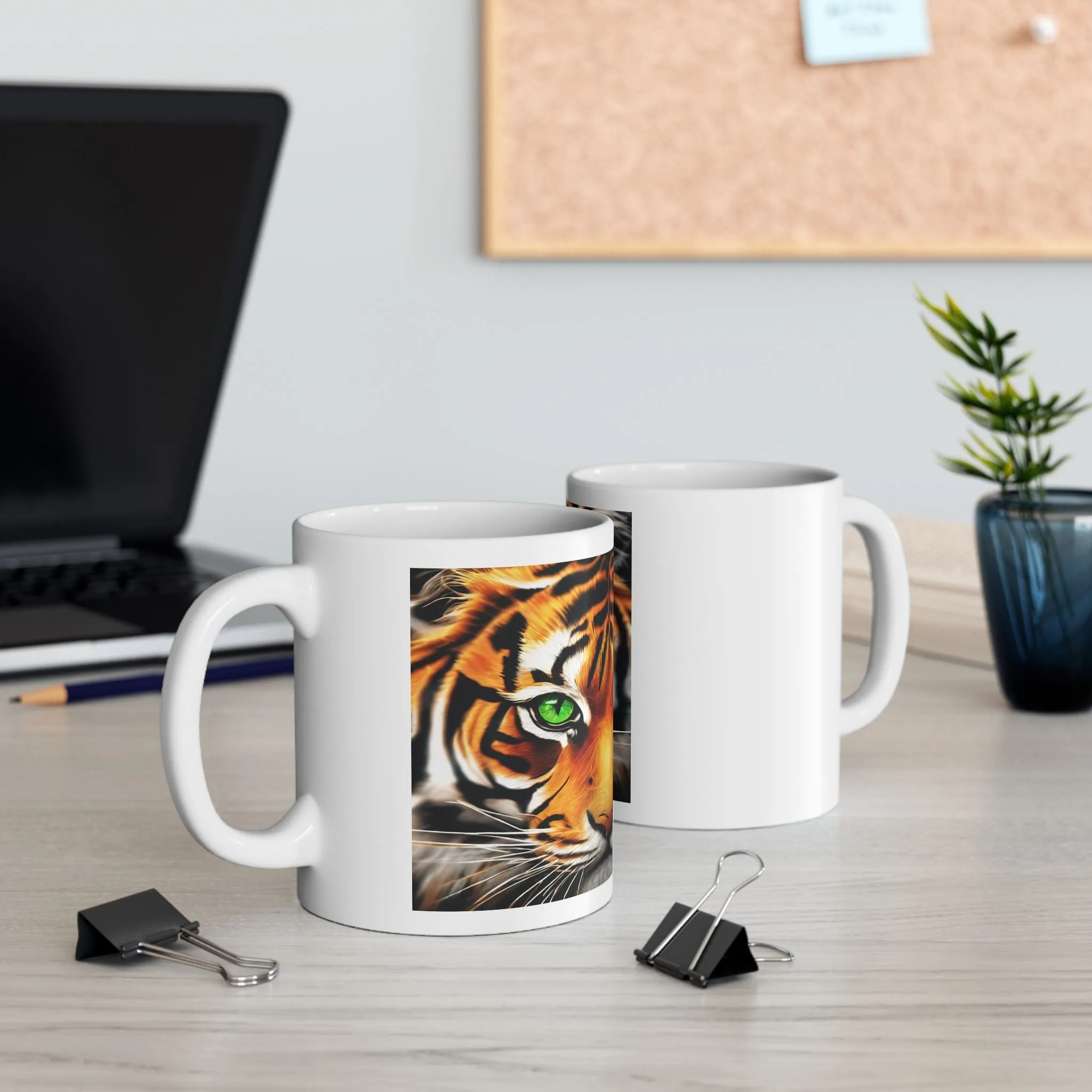 Ceramic Mug, (11oz, 15oz) Tiger Mug Side