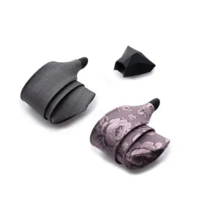 Charcoal Grey Silk & Pink Silk Floral - Breakaway Tie Set