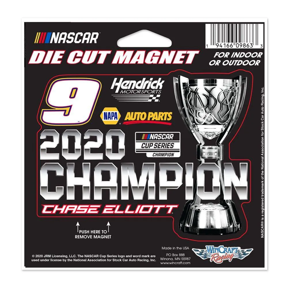 Chase Elliott #9 2020 NASCAR Cup Series Champion WinCraft Die Cut Magnet