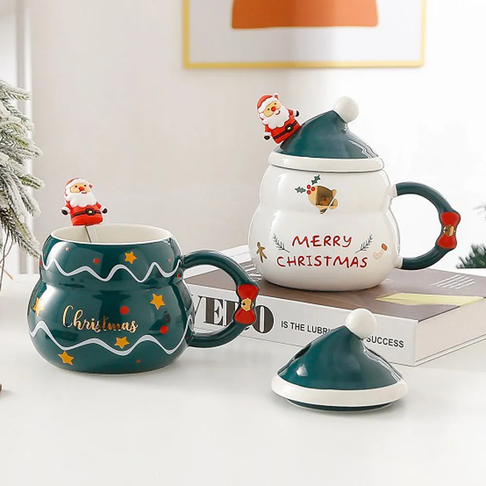 Christmas Cup Gift Box Ceramic Mug Set Mug Gift Set Christmas Coffee Cup(Snowman)