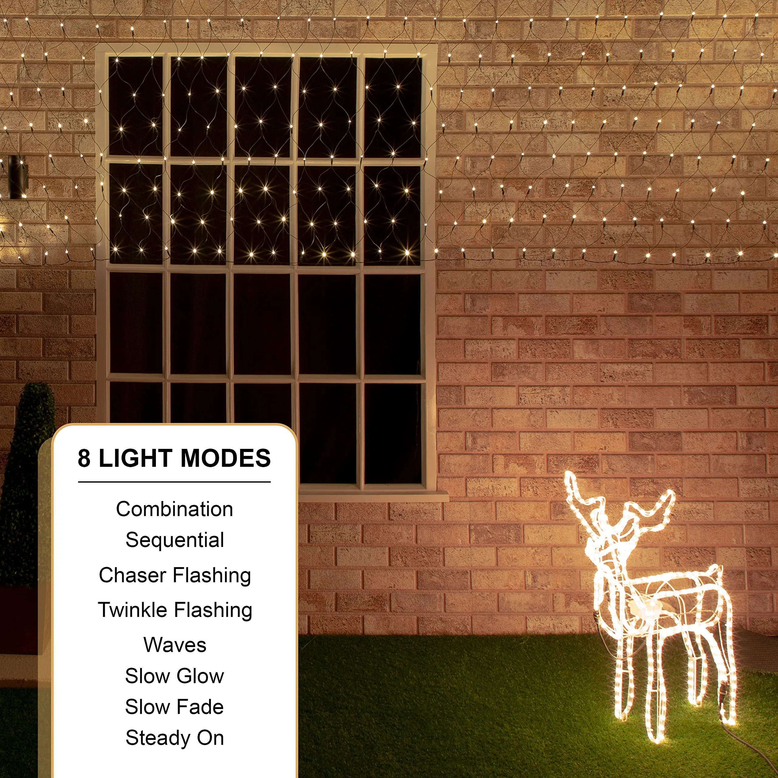 Christmas Workshop 88370 360 LED Warm White Christmas Window Lights | Net Design | Mains Powered | Indoor and Outdoor | Christmas/Weddings/Gardens | 3.5M x 1.2M