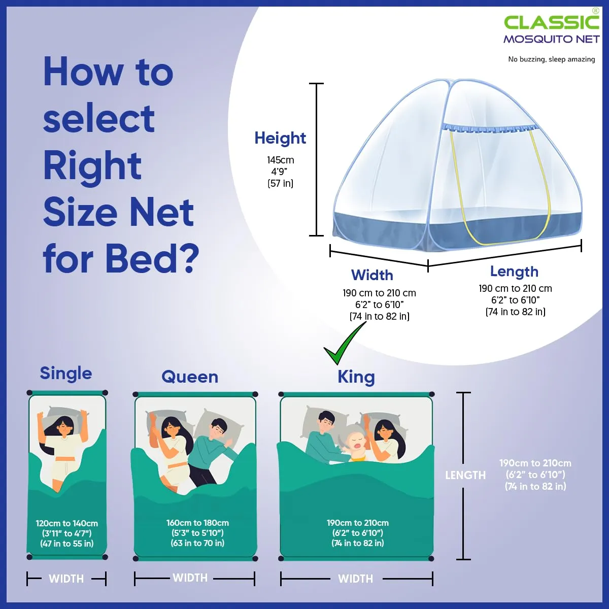 Classic Mosquito Net for Double Bed | King Size Foldable Premium Machardani | Extra Mosquito Protection | Polyester 30GSM Strong Net | PVC Coated Corrosion Resistant Steel Wire - White