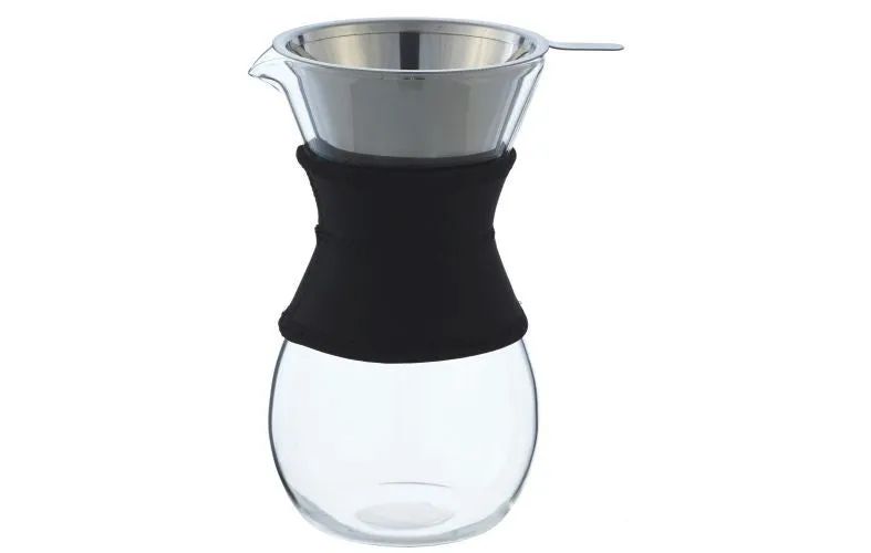 Coffee Dripper: GROSCHE Austin Pour Over Coffee Maker - Black Sleeve, permanent Stainless Steel filter, 600ml/20 fl. oz