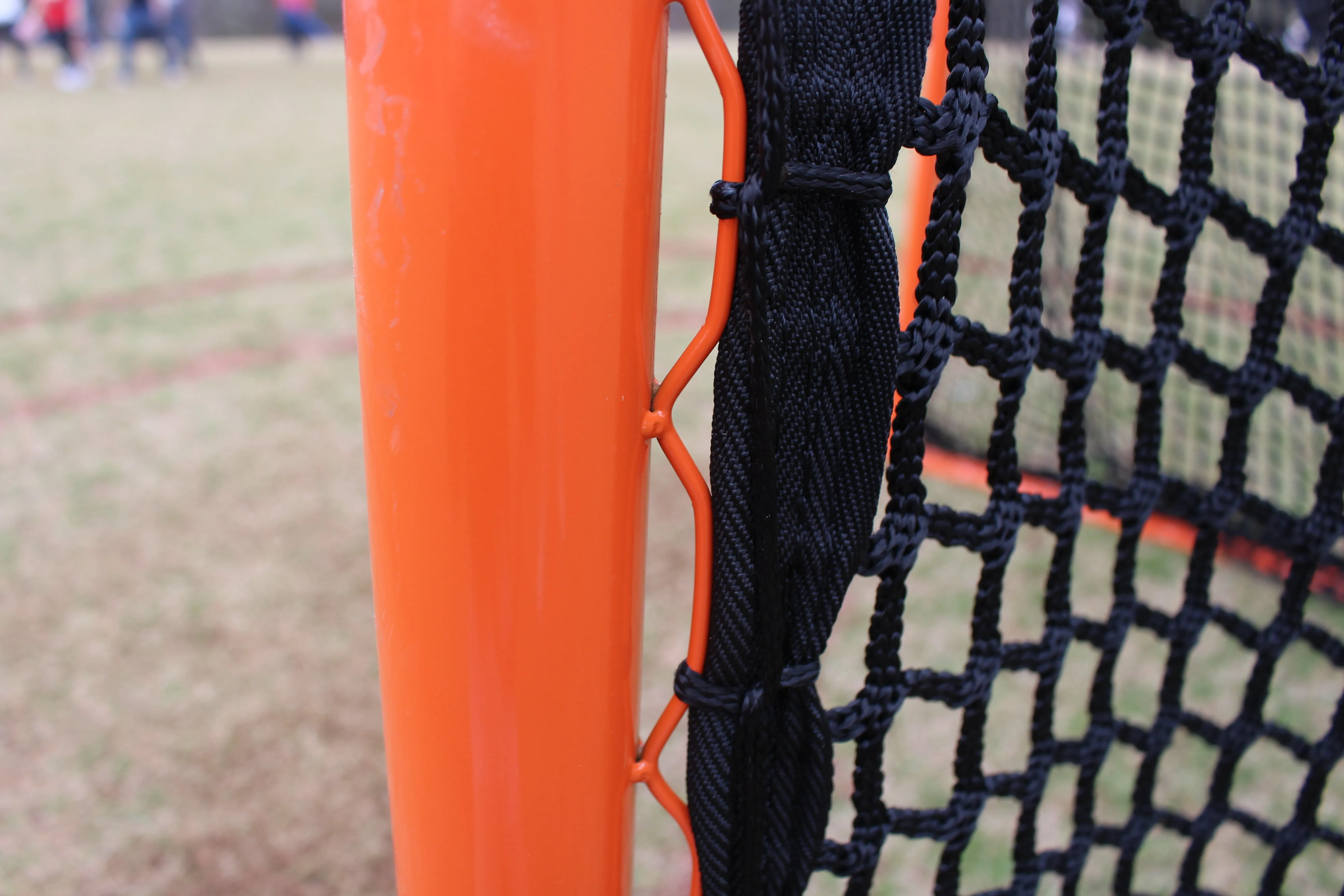 College/High School Game Lacrosse Goal, 6'x6'x7', Flat Base With Lacing Rails, 118 lbs. Includes 6mm or 7mm White Net, By Crankshooter® - Free Shipping