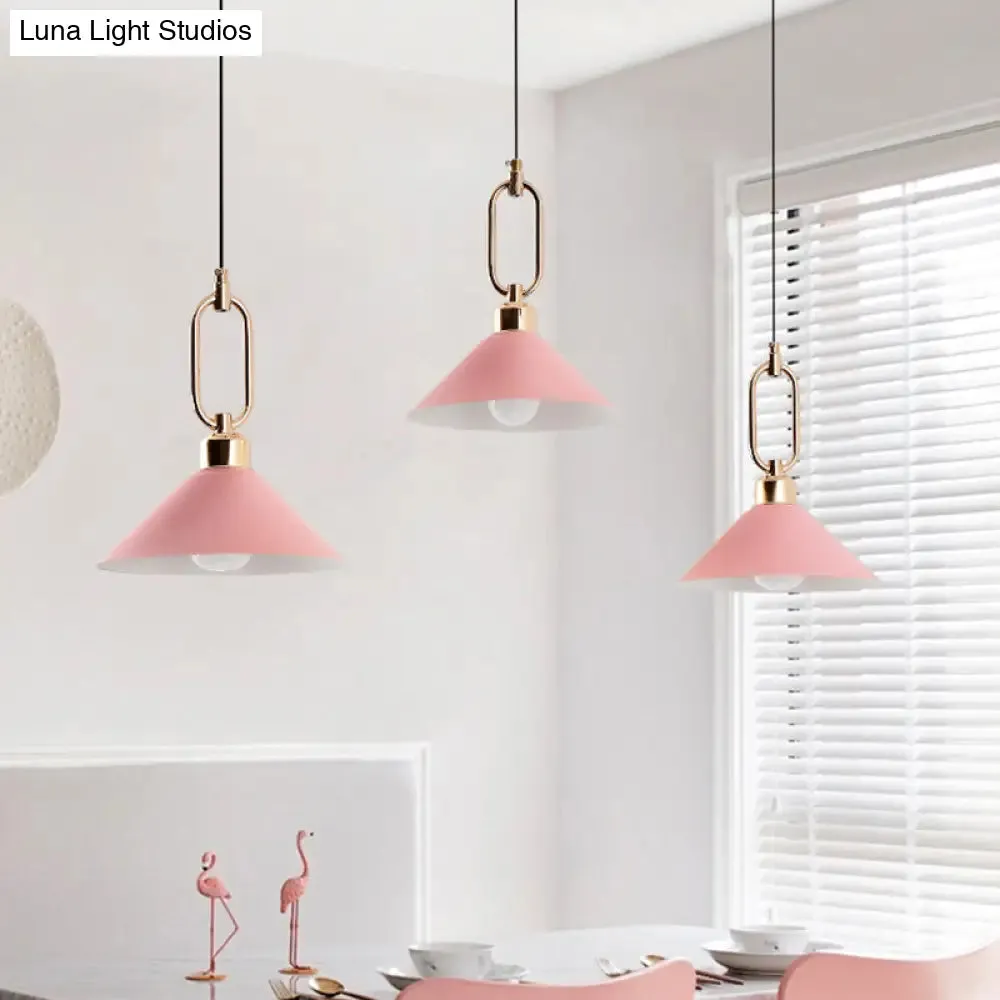 Colorful Cone Hanging Light Macaron Pendant Ceiling Lamp for Dining Table