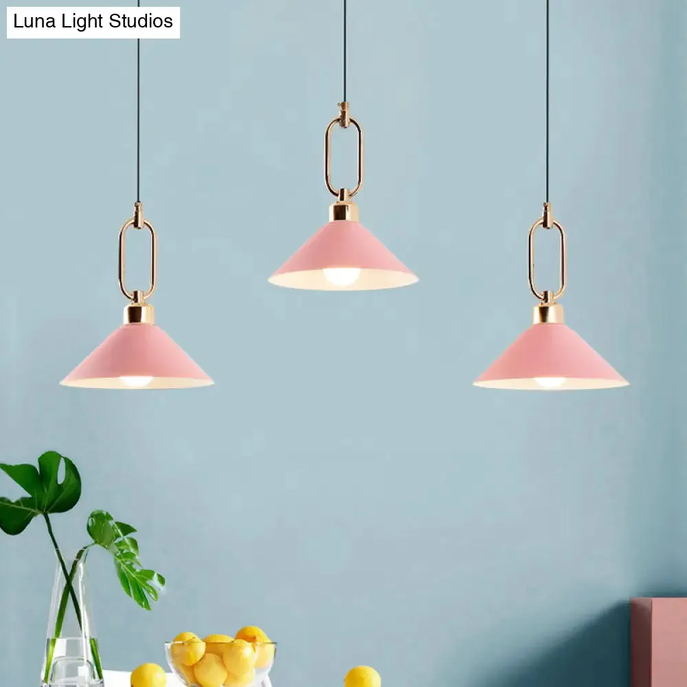 Colorful Cone Hanging Light Macaron Pendant Ceiling Lamp for Dining Table