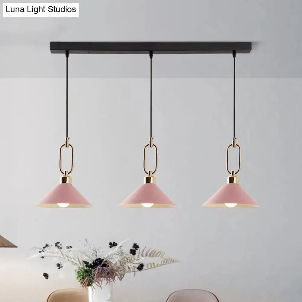 Colorful Cone Hanging Light Macaron Pendant Ceiling Lamp for Dining Table