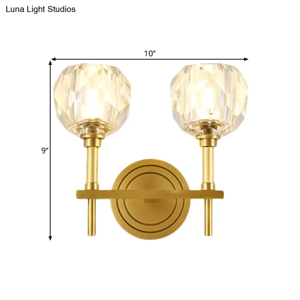 Contemporary Gold Wall Sconce with Clear Bevel Cut Glass - Elegant Wall Lighting Solution