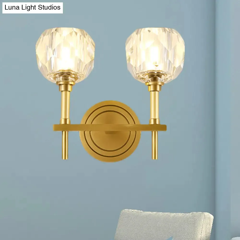 Contemporary Gold Wall Sconce with Clear Bevel Cut Glass - Elegant Wall Lighting Solution