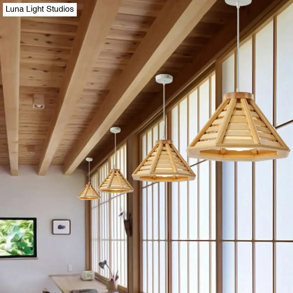 Contemporary Wood Shade Pendant Light - Modern Hanging Fixture