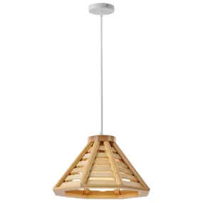 Contemporary Wood Shade Pendant Light - Modern Hanging Fixture