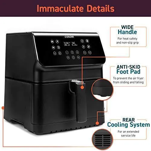 COSORI Air Fryer(100 Recipes), 12-in-1 Large XL Air Fryer Oven with Upgrade Customizable 10 Presets, Preheat, Shake Reminder, Digital Hot Oilless Cooker, 5.8QT, Black