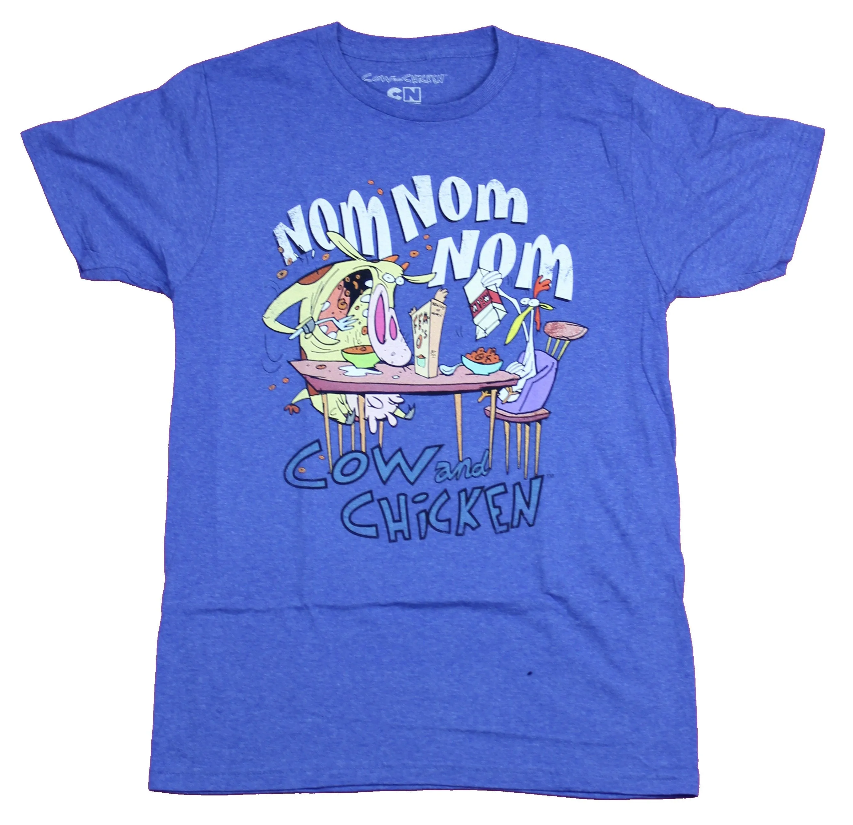 Cow And Chicken  Mens T-Shirt - Nom Nom Breakfast Table Image