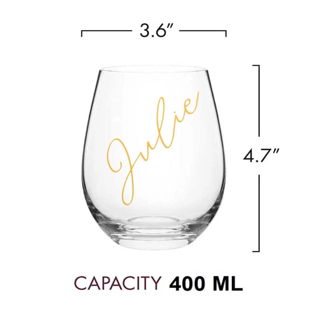 Custom Wine Glasses French Bistro Stemless Wine Glass Prosecco Gin Cocktail Glass - Design name