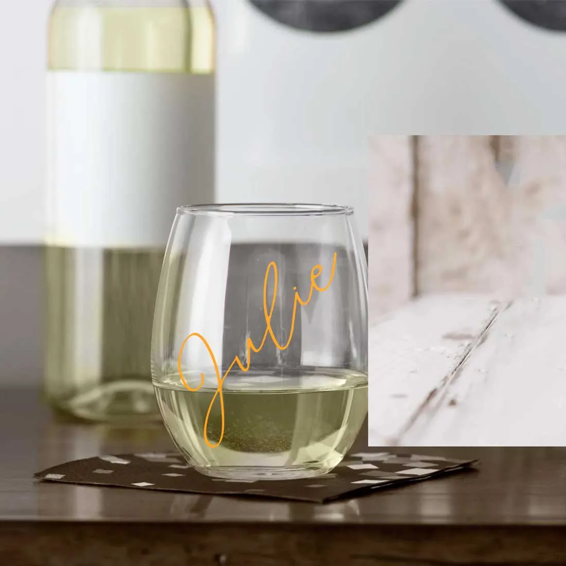 Custom Wine Glasses French Bistro Stemless Wine Glass Prosecco Gin Cocktail Glass - Design name