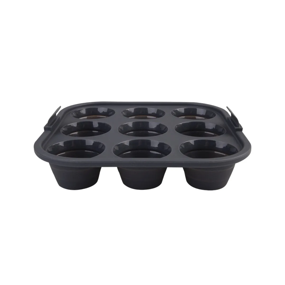 Daily Bake Silicone Round Air Fryer 9 Cup Muffin Pan Charcoal 22cm