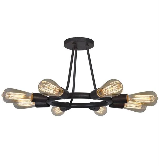 DAKOTA 8 LIGHT CEILING MOUNT, CHARCOAL BRONZE