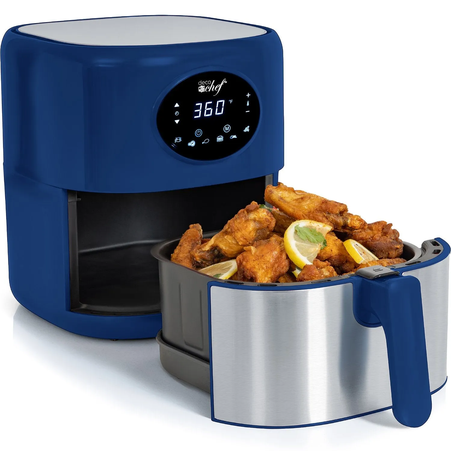 Deco Chef 3.7QT Digital Air Fryer   6 Cooking Presets, Blue   Deco Chef 16-Piece Knife Set