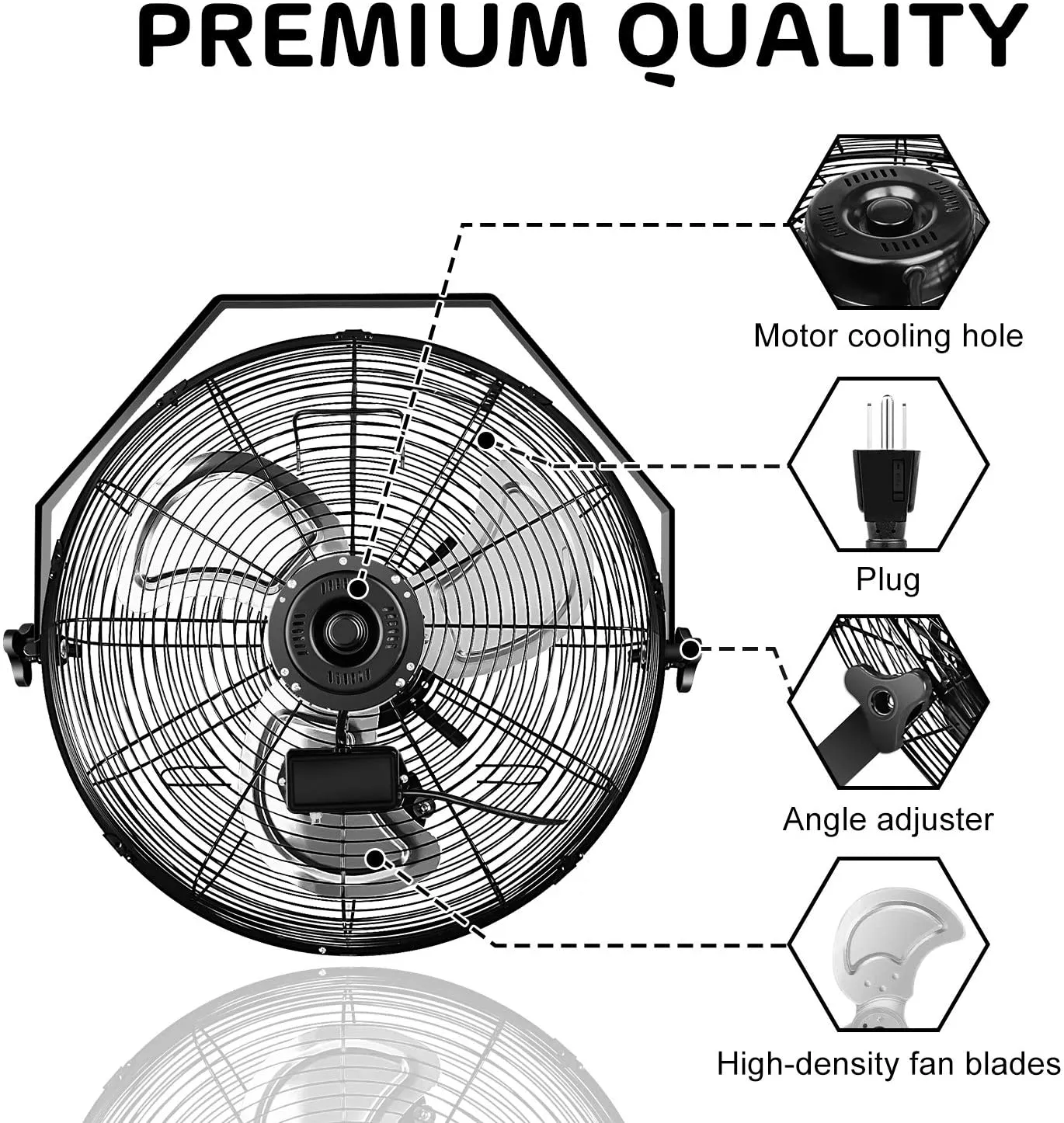 Deluxe 20 Inch High Velocity 3 Speed, Black Wall-Mount Fan