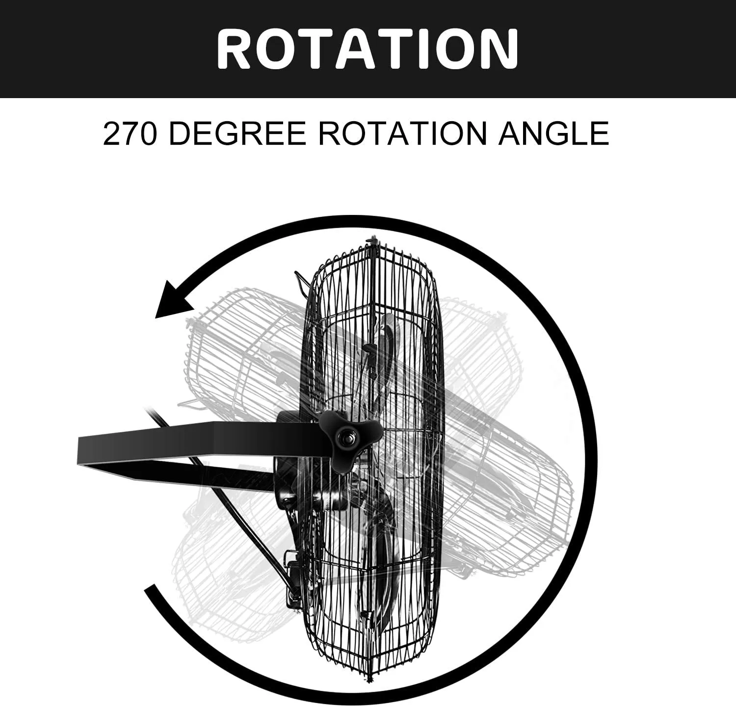 Deluxe 20 Inch High Velocity 3 Speed, Black Wall-Mount Fan