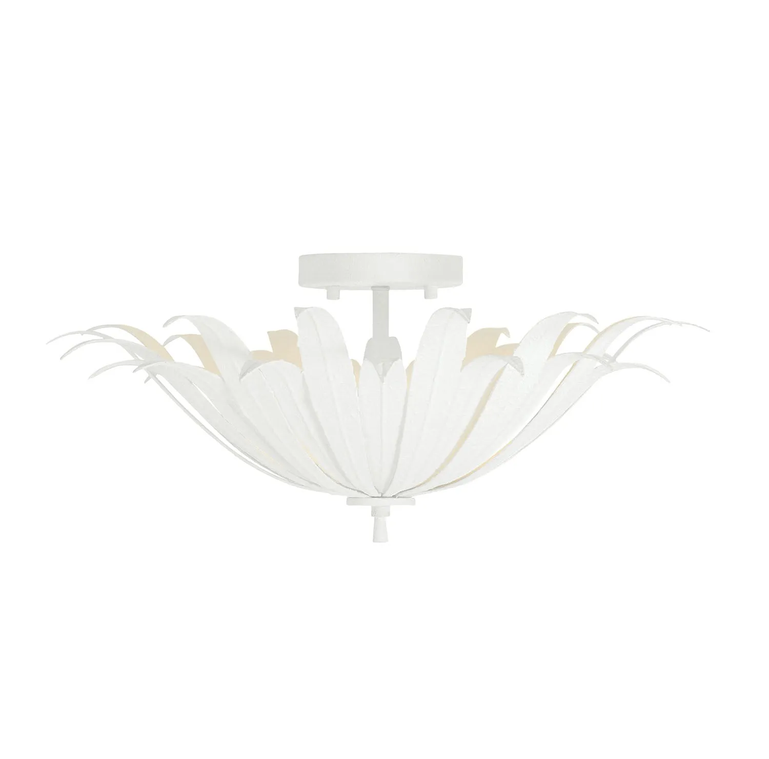 EDEN 3-LIGHT SEMI FLUSH, TEXTURED WHITE