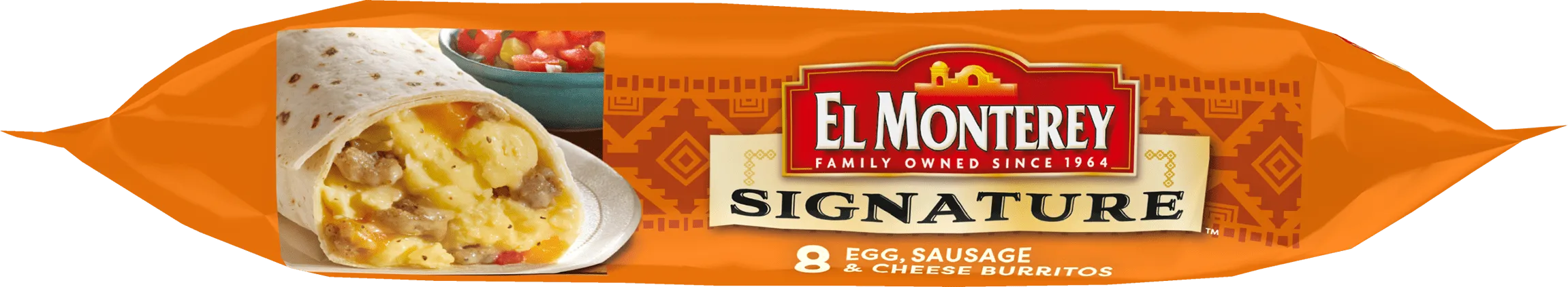 El Monterey Signature Egg, Sausage & Cheese Breakfast Burritos 36 oz, 8 Ct (Frozen)