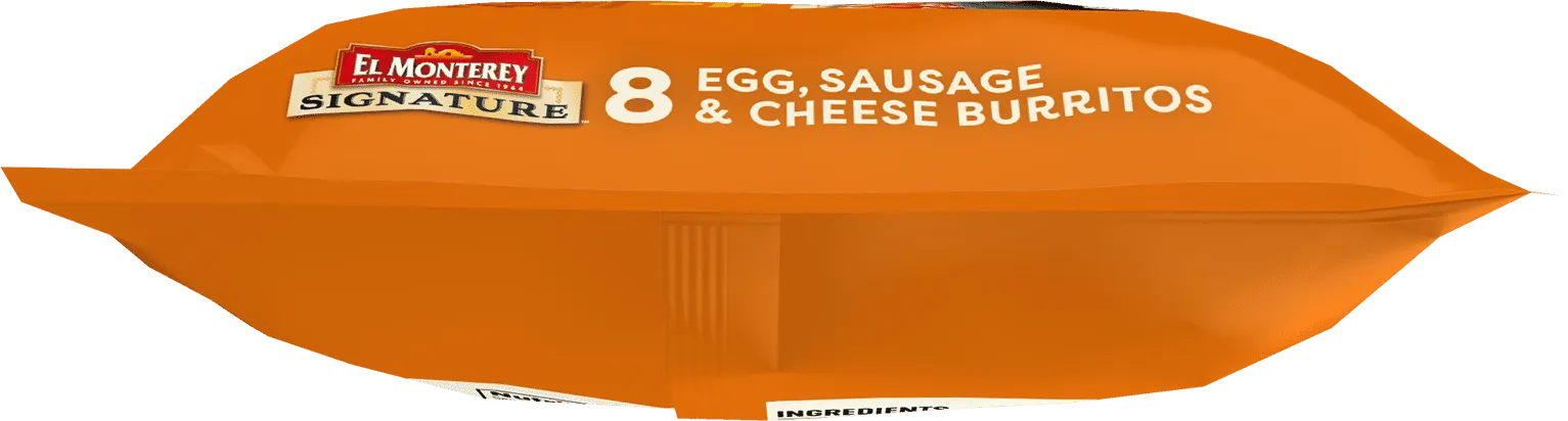 El Monterey Signature Egg, Sausage & Cheese Breakfast Burritos 36 oz, 8 Ct (Frozen)