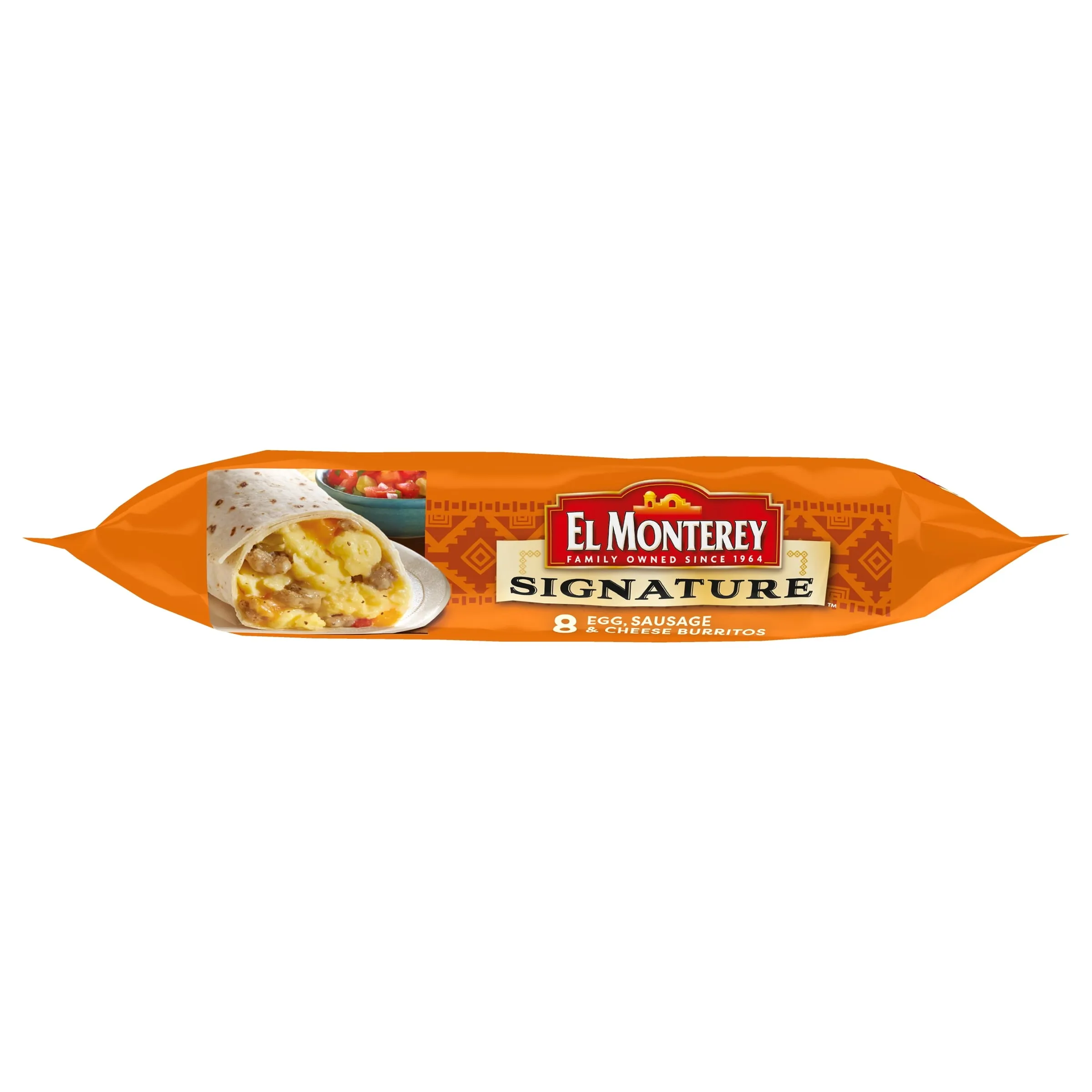 El Monterey Signature Egg, Sausage & Cheese Breakfast Burritos 36 oz, 8 Ct (Frozen)