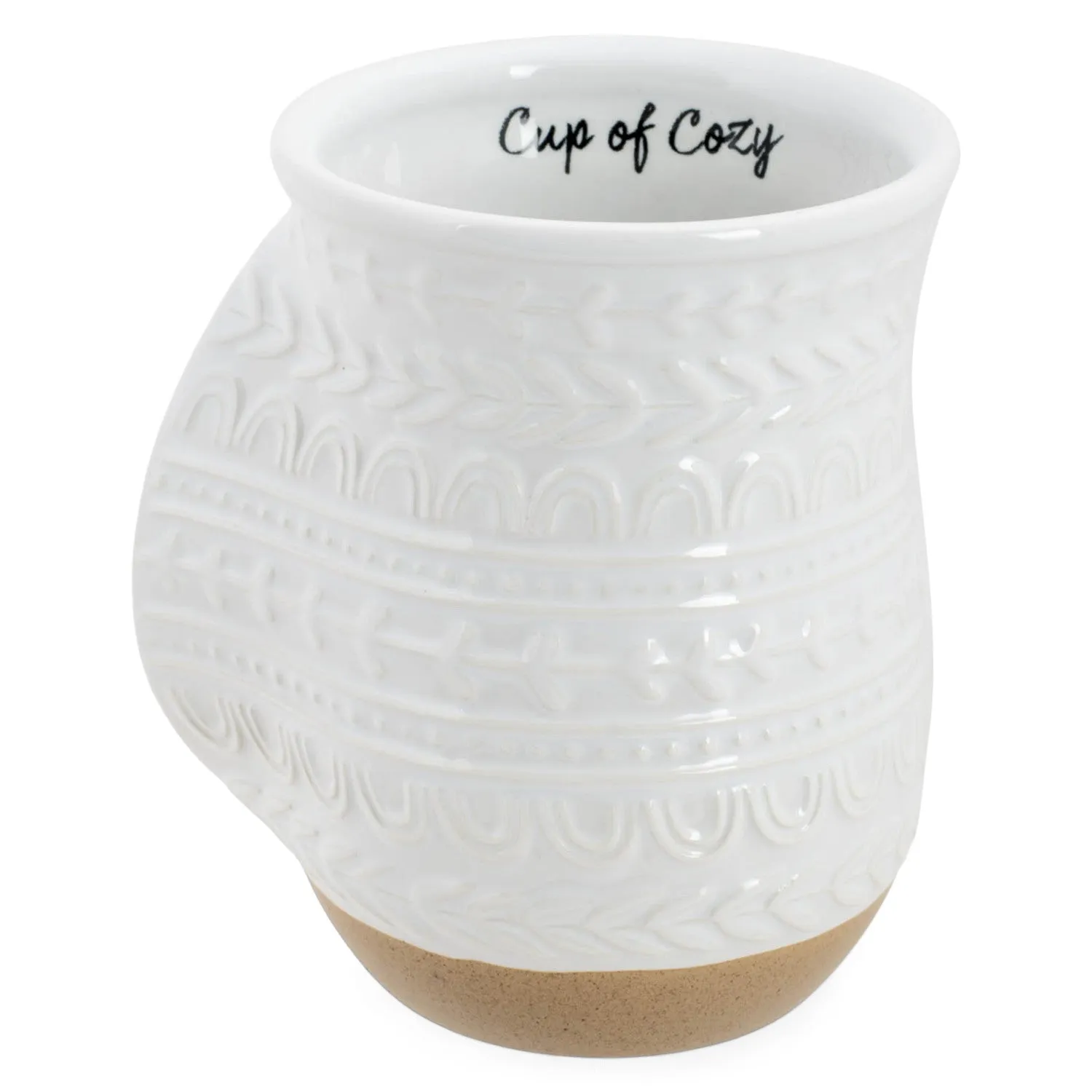 Elanze Designs Cup of Cozy Raw White 14 ounce Ceramic Handwarmer Mugs Set of 4